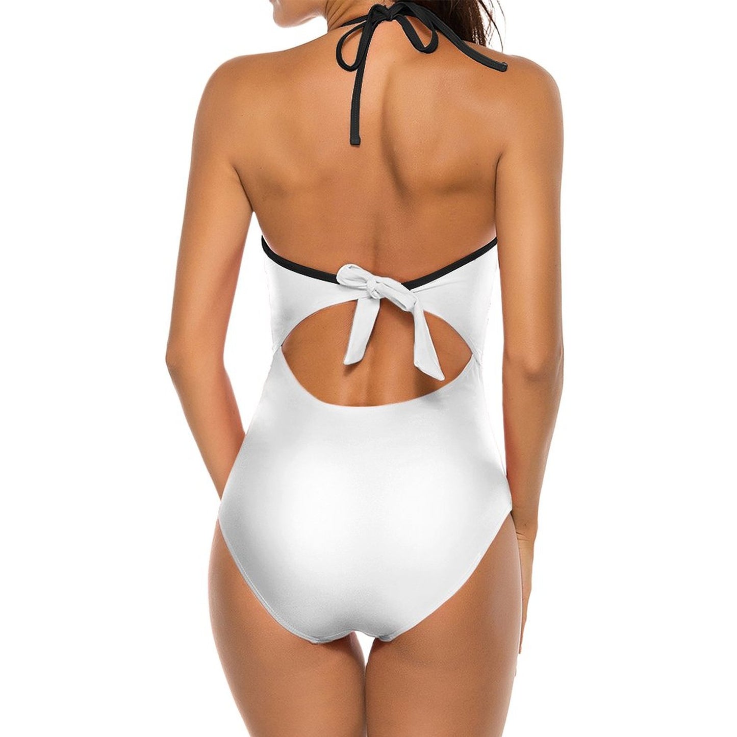 One-piece Halter Swimsuit- Full Printing & Multi-image Splicing-TangieTripe