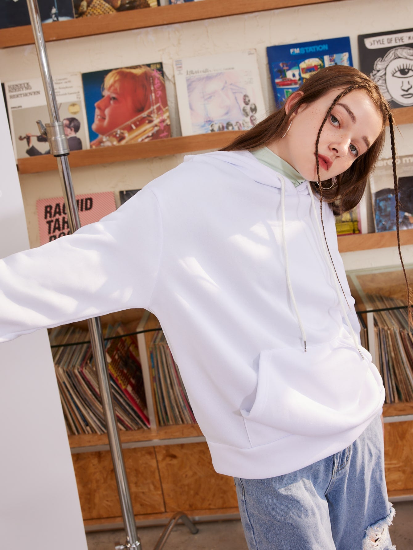 Slogan Graphic Drop Shoulder Hoodie-TangieTripe